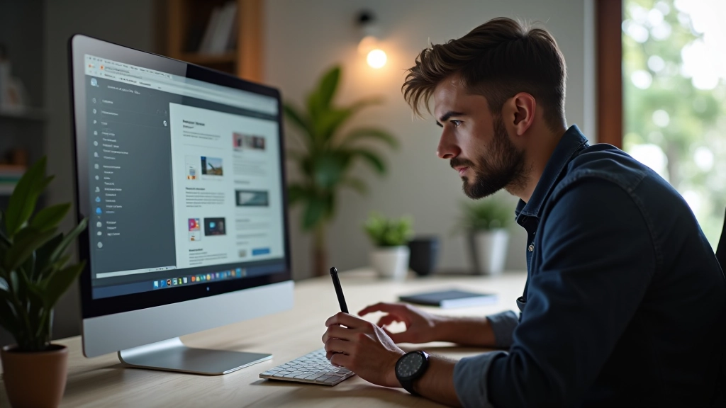 Designer che lavora su interfaccia mobile su schermo di computer portatile in studio moderno