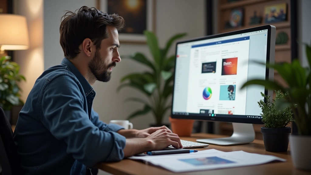 Designer che lavora su tipografia responsiva su schermo di computer, studio moderno con illuminazione naturale