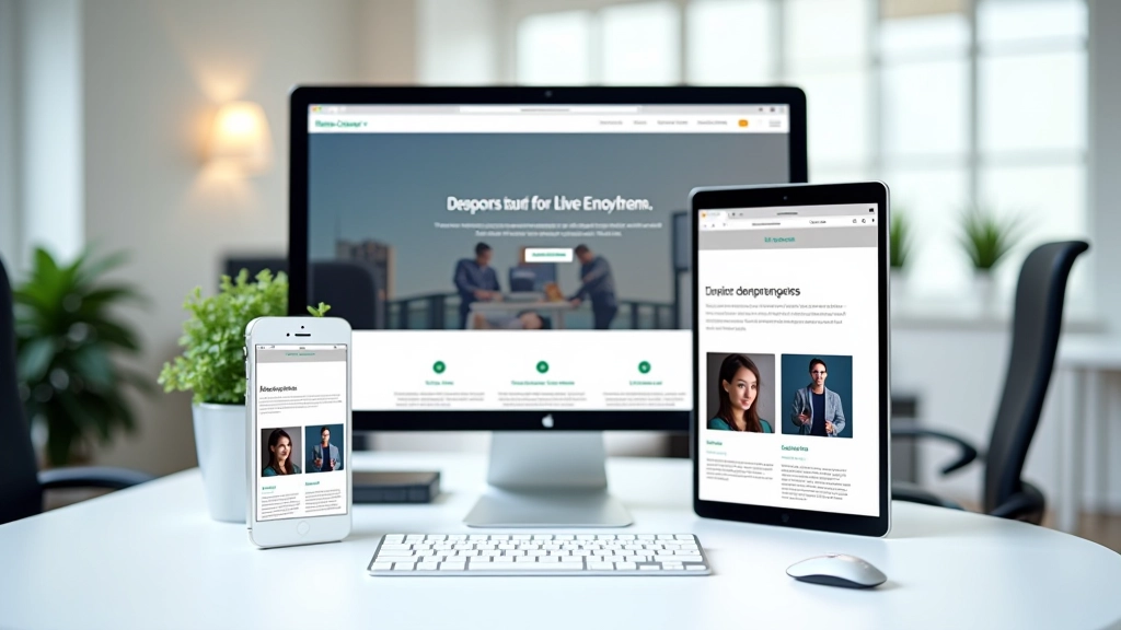 Interfaccia moderna di design responsivo su desktop tablet e smartphone con layout fluido